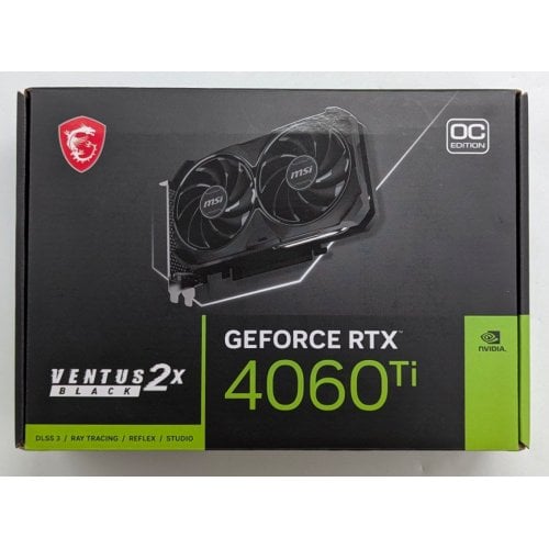 Купить Видеокарта MSI GeForce RTX 4060 Ti VENTUS 2X BLACK OC 8192MB (RTX 4060 Ti VENTUS 2X BLACK 8G OC) (Восстановлено продавцом, 772538) с проверкой совместимости: обзор, характеристики, цена в Киеве, Днепре, Одессе, Харькове, Украине | интернет-магазин TELEMART.UA фото