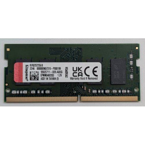 Озп Kingston SODIMM DDR4 8GB 3200Mhz ValueRAM (KVR32S22S6/8) (Відновлено продавцем, 772784) купити з перевіркою сумісності: огляд, характеристики, ціна у Києві, Львові, Вінниці, Хмельницькому, Івано-Франківську, Україні | інтернет-магазин TELEMART.UA фото