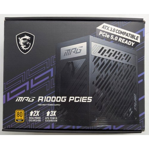 Блок живлення MSI MPG 1000W PCIE5 (A1000G) (Відновлено продавцем, 772930) купити з перевіркою сумісності: огляд, характеристики, ціна у Києві, Львові, Вінниці, Хмельницькому, Івано-Франківську, Україні | інтернет-магазин TELEMART.UA фото