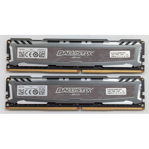 Купить Озу Crucial DDR4 16GB (2x8GB) 3200Mhz Ballistix Sport LT Gray (BLS2K8G4D32AESBK) (Восстановлено продавцом, 773476) с проверкой совместимости: обзор, характеристики, цена в Киеве, Днепре, Одессе, Харькове, Украине | интернет-магазин TELEMART.UA фото