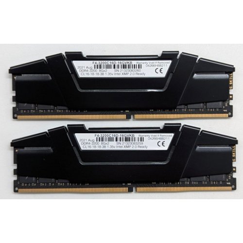 Озп G.Skill DDR4 16GB (2x8GB) 3200Mhz Ripjaws V (F4-3200C16D-16GVKB) (Відновлено продавцем, 773477) купити з перевіркою сумісності: огляд, характеристики, ціна у Києві, Львові, Вінниці, Хмельницькому, Івано-Франківську, Україні | інтернет-магазин TELEMART.UA фото