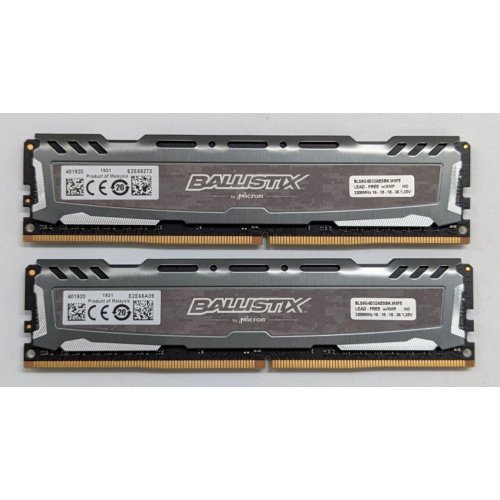 Купить Озу Crucial DDR4 16GB (2x8GB) 3200Mhz Ballistix Sport LT Gray (BLS2K8G4D32AESBK) (Восстановлено продавцом, 773480) с проверкой совместимости: обзор, характеристики, цена в Киеве, Днепре, Одессе, Харькове, Украине | интернет-магазин TELEMART.UA фото