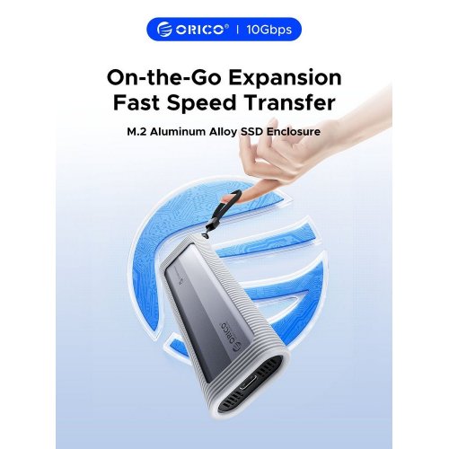 Купити Зовнішня кишеня ORICO AXM2-G2-V1 M.2 NVME SSD Enclosure USB Type-C (ORICO-AXM2-G2-V1-GY-BP) Grey - ціна в Києві, Львові, Вінниці, Хмельницькому, Франківську, Україні | інтернет-магазин TELEMART.UA фото