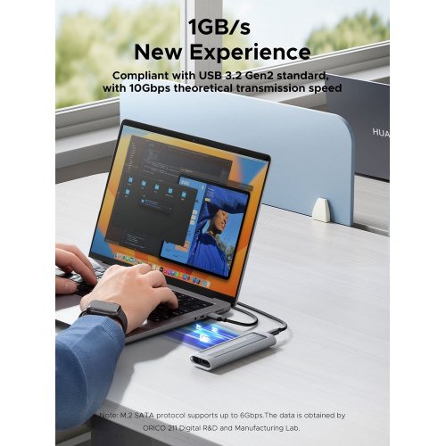 Купити Зовнішня кишеня ORICO AXM2-G2-V1 M.2 NVME SSD Enclosure USB Type-C (ORICO-AXM2-G2-V1-GY-BP) Grey - ціна в Києві, Львові, Вінниці, Хмельницькому, Франківську, Україні | інтернет-магазин TELEMART.UA фото