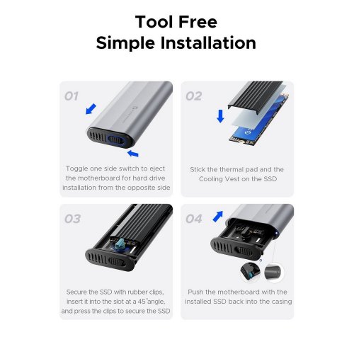Купити Зовнішня кишеня ORICO AXM2-G2-V1 M.2 NVME SSD Enclosure USB Type-C (ORICO-AXM2-G2-V1-GY-BP) Grey - ціна в Києві, Львові, Вінниці, Хмельницькому, Франківську, Україні | інтернет-магазин TELEMART.UA фото