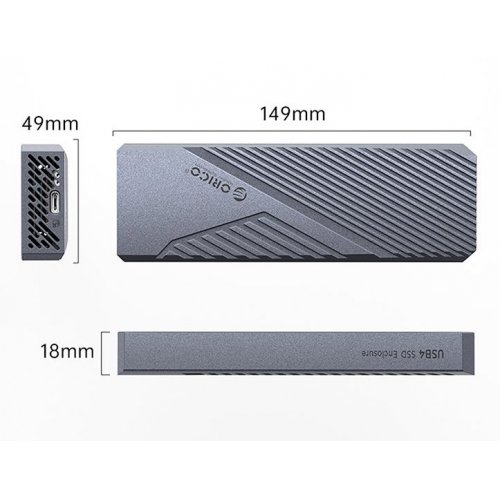Купити Зовнішня кишеня ORICO CNM2-G20 M.2 NVME SSD Enclosure USB Type-C (ORICO-CNM2-G20-GY-BP) Grey - ціна в Києві, Львові, Вінниці, Хмельницькому, Франківську, Україні | інтернет-магазин TELEMART.UA фото