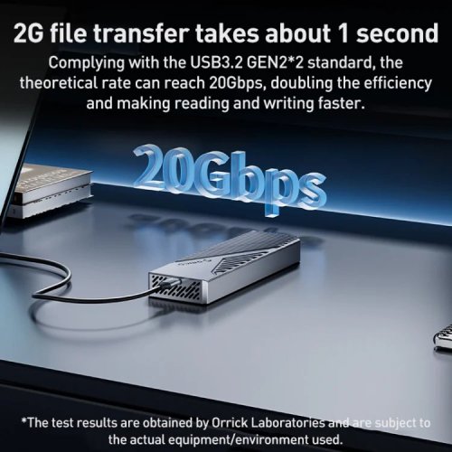Купити Зовнішня кишеня ORICO CNM2-G20 M.2 NVME SSD Enclosure USB Type-C (ORICO-CNM2-G20-GY-BP) Grey - ціна в Києві, Львові, Вінниці, Хмельницькому, Франківську, Україні | інтернет-магазин TELEMART.UA фото