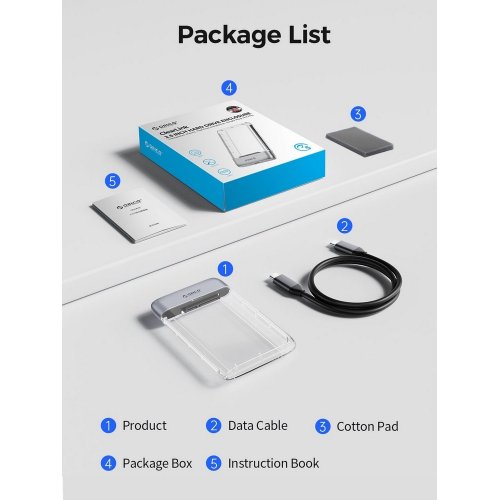 Купити Зовнішня кишеня ORICO TX25C3 2.5" HDD Enclosure USB Type-C (ORICO-TX25C3-GY-BP) Grey - ціна в Києві, Львові, Вінниці, Хмельницькому, Франківську, Україні | інтернет-магазин TELEMART.UA фото