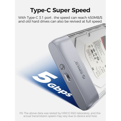 Купити Зовнішня кишеня ORICO TX25C3 2.5" HDD Enclosure USB Type-C (ORICO-TX25C3-GY-BP) Grey - ціна в Києві, Львові, Вінниці, Хмельницькому, Франківську, Україні | інтернет-магазин TELEMART.UA фото