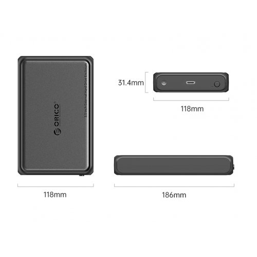 Купити Зовнішня кишеня ORICO DDL35-C3 3.5" HDD Enclosure USB Type-C (ORICO-DDL35-C3-EU-BK-BP) Black - ціна в Києві, Львові, Вінниці, Хмельницькому, Франківську, Україні | інтернет-магазин TELEMART.UA фото