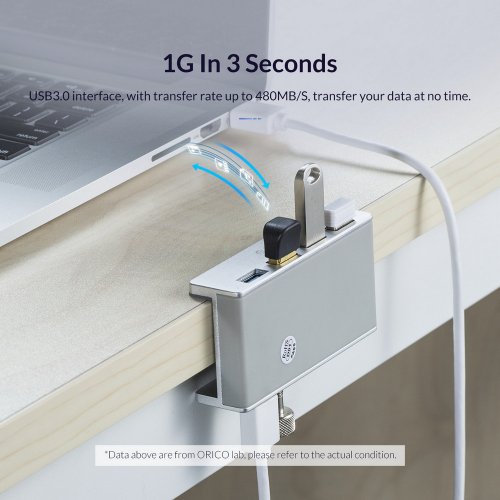 Купити USB-хаб ORICO MH4PU-P USB 4 in 1 (ORICO-MH4PU-P-SV-BP) Silver - ціна в Києві, Львові, Вінниці, Хмельницькому, Франківську, Україні | інтернет-магазин TELEMART.UA фото