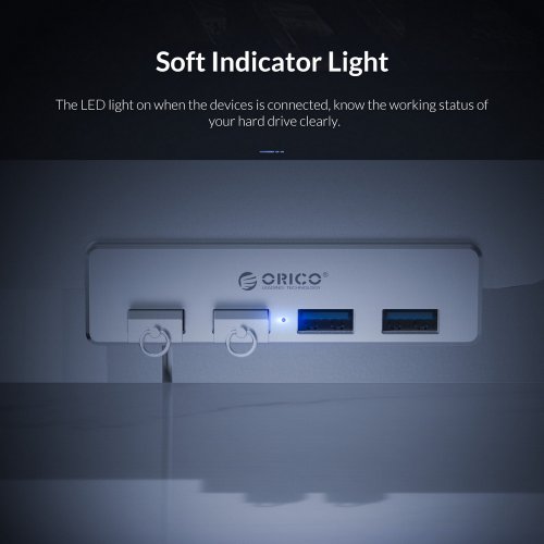 Купити USB-хаб ORICO MH4PU-P USB 4 in 1 (ORICO-MH4PU-P-SV-BP) Silver - ціна в Києві, Львові, Вінниці, Хмельницькому, Франківську, Україні | інтернет-магазин TELEMART.UA фото