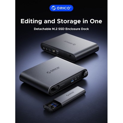 Купить USB-хаб ORICO PTM1 Docking Station 10 in 1 with M.2 SSD Enclosure (ORICO-PTM1-GY-EP) Grey - цена в Харькове, Киеве, Днепре, Одессе
в интернет-магазине Telemart фото