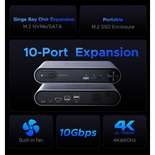 Купить USB-хаб ORICO PTM1 Docking Station 10 in 1 with M.2 SSD Enclosure (ORICO-PTM1-GY-EP) Grey - цена в Харькове, Киеве, Днепре, Одессе
в интернет-магазине Telemart фото