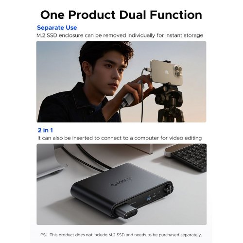 Купить USB-хаб ORICO PTM1 Docking Station 10 in 1 with M.2 SSD Enclosure (ORICO-PTM1-GY-EP) Grey - цена в Харькове, Киеве, Днепре, Одессе
в интернет-магазине Telemart фото