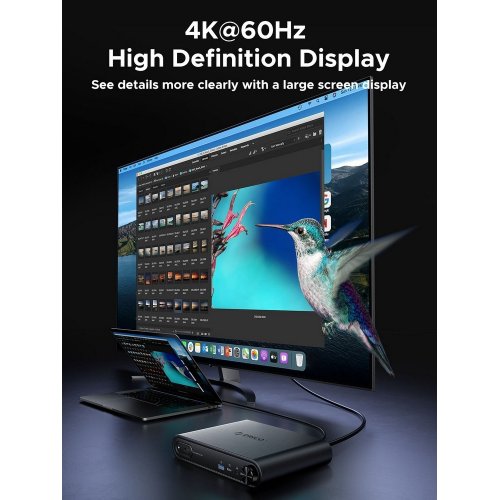 Купить USB-хаб ORICO PTM1 Docking Station 10 in 1 with M.2 SSD Enclosure (ORICO-PTM1-GY-EP) Grey - цена в Харькове, Киеве, Днепре, Одессе
в интернет-магазине Telemart фото