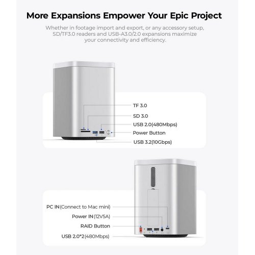 Купить USB-хаб ORICO M435 MiniTower Desktop Hybrid Storage System for Mac Mini (ORICO-M435-EU-SV-BP) Silver - цена в Харькове, Киеве, Днепре, Одессе
в интернет-магазине Telemart фото