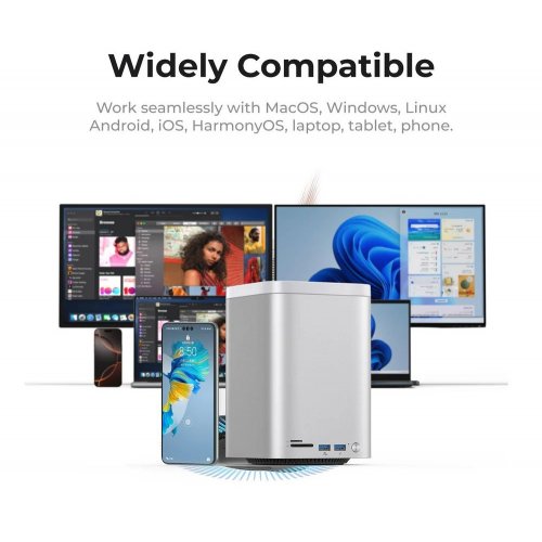 Купить USB-хаб ORICO M435 MiniTower Desktop Hybrid Storage System for Mac Mini (ORICO-M435-EU-SV-BP) Silver - цена в Харькове, Киеве, Днепре, Одессе
в интернет-магазине Telemart фото