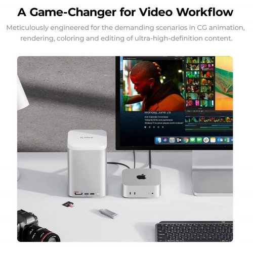Купить USB-хаб ORICO M435 MiniTower Desktop Hybrid Storage System for Mac Mini (ORICO-M435-EU-SV-BP) Silver - цена в Харькове, Киеве, Днепре, Одессе
в интернет-магазине Telemart фото