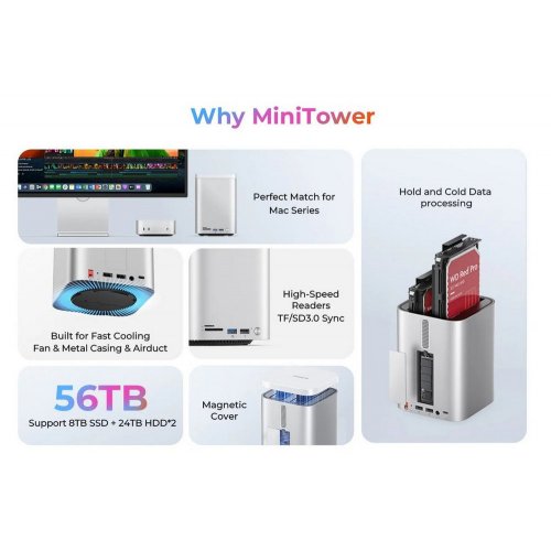 Купить USB-хаб ORICO M435 MiniTower Desktop Hybrid Storage System for Mac Mini (ORICO-M435-EU-SV-BP) Silver - цена в Харькове, Киеве, Днепре, Одессе
в интернет-магазине Telemart фото