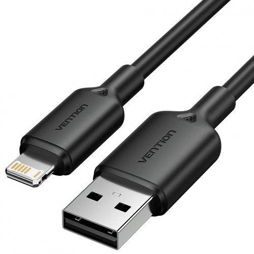 Купити Кабель Vention USB to Lightning 2m (LAMBH) Black - ціна в Києві, Львові, Вінниці, Хмельницькому, Франківську, Україні | інтернет-магазин TELEMART.UA фото