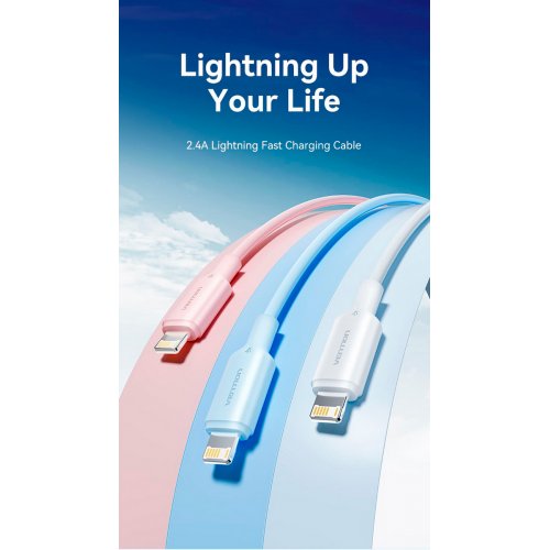 Купити Кабель Vention USB to Lightning 2m (LAMBH) Black - ціна в Києві, Львові, Вінниці, Хмельницькому, Франківську, Україні | інтернет-магазин TELEMART.UA фото