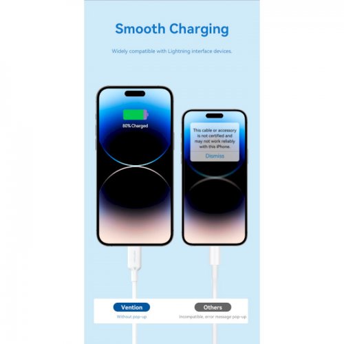 Купити Кабель Vention USB to Lightning 2m (LAMBH) Black - ціна в Києві, Львові, Вінниці, Хмельницькому, Франківську, Україні | інтернет-магазин TELEMART.UA фото