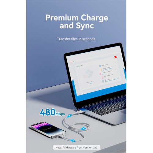 Купити Кабель Vention USB to Lightning 2m (LAMBH) Black - ціна в Києві, Львові, Вінниці, Хмельницькому, Франківську, Україні | інтернет-магазин TELEMART.UA фото