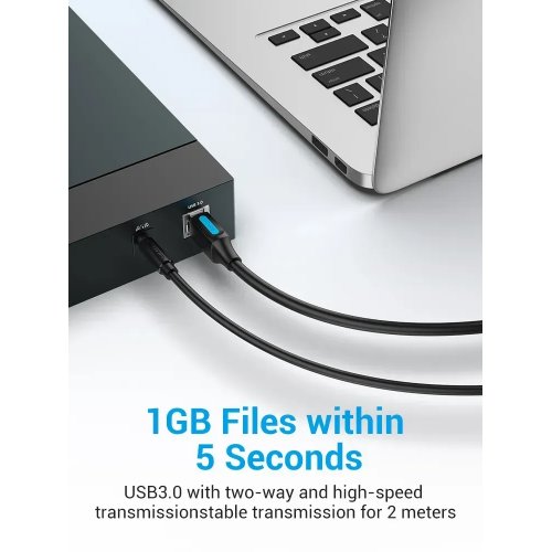 Купити Кабель Vention USB to USB Type-B 3.0 2m (COOBH) Black - ціна в Києві, Львові, Вінниці, Хмельницькому, Франківську, Україні | інтернет-магазин TELEMART.UA фото