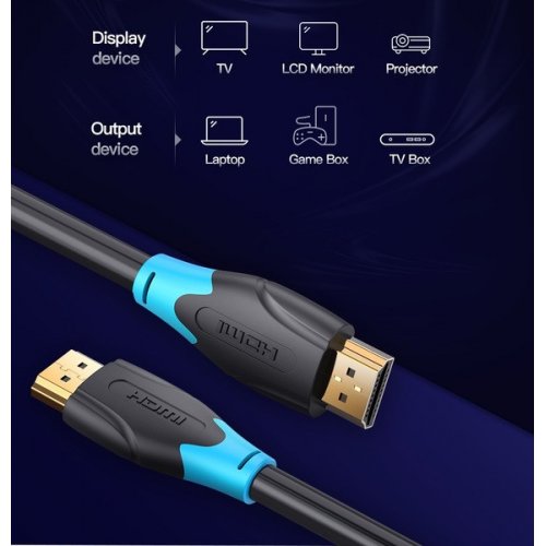 Купити Кабель Vention HDMI to HDMI V1.4 4K 5m (AACBJ) Black - ціна в Києві, Львові, Вінниці, Хмельницькому, Франківську, Україні | інтернет-магазин TELEMART.UA фото