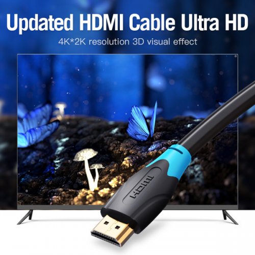 Купити Кабель Vention HDMI to HDMI V1.4 4K 5m (AACBJ) Black - ціна в Києві, Львові, Вінниці, Хмельницькому, Франківську, Україні | інтернет-магазин TELEMART.UA фото