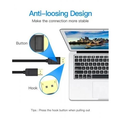 Купити Кабель Vention DisplayPort to DisplayPort V1.2 4K 2m (HACBH) Black - ціна в Києві, Львові, Вінниці, Хмельницькому, Франківську, Україні | інтернет-магазин TELEMART.UA фото