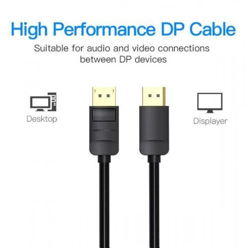 Купити Кабель Vention DisplayPort to DisplayPort V1.2 4K 2m (HACBH) Black - ціна в Києві, Львові, Вінниці, Хмельницькому, Франківську, Україні | інтернет-магазин TELEMART.UA фото
