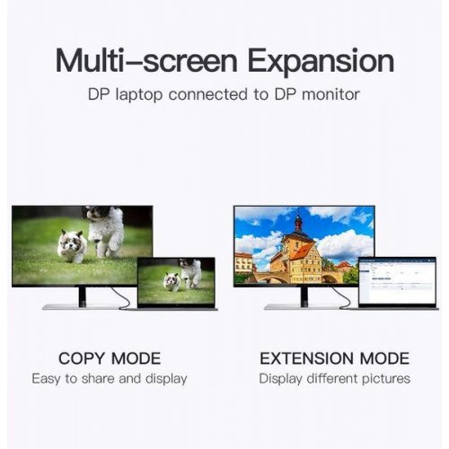 Купити Кабель Vention DisplayPort to DisplayPort V1.2 4K 2m (HACBH) Black - ціна в Києві, Львові, Вінниці, Хмельницькому, Франківську, Україні | інтернет-магазин TELEMART.UA фото