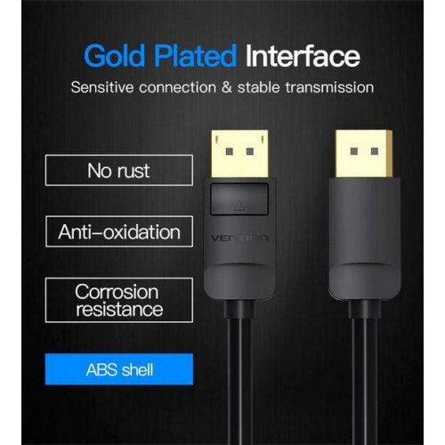 Купити Кабель Vention DisplayPort to DisplayPort V1.2 4K 2m (HACBH) Black - ціна в Києві, Львові, Вінниці, Хмельницькому, Франківську, Україні | інтернет-магазин TELEMART.UA фото