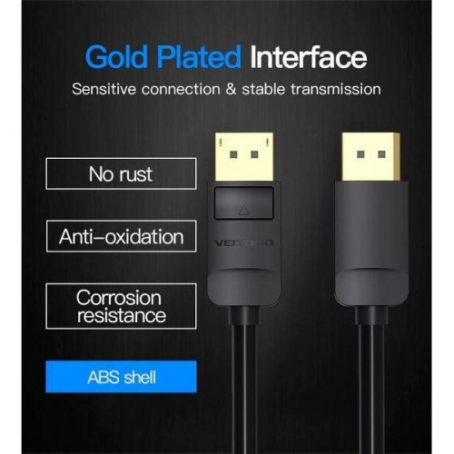 Купити Кабель Vention DisplayPort to DisplayPort V1.2 4K 3m (HACBI) Black - ціна в Києві, Львові, Вінниці, Хмельницькому, Франківську, Україні | інтернет-магазин TELEMART.UA фото
