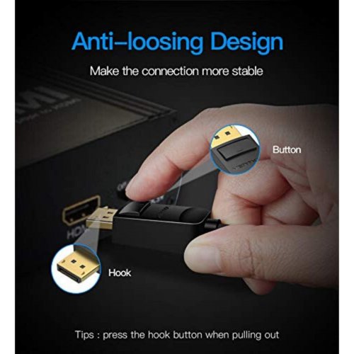 Купити Кабель Vention DisplayPort to HDMI 2m (HADBH) Black - ціна в Києві, Львові, Вінниці, Хмельницькому, Франківську, Україні | інтернет-магазин TELEMART.UA фото