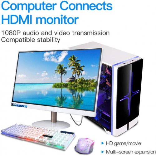Купити Кабель Vention DisplayPort to HDMI 2m (HADBH) Black - ціна в Києві, Львові, Вінниці, Хмельницькому, Франківську, Україні | інтернет-магазин TELEMART.UA фото