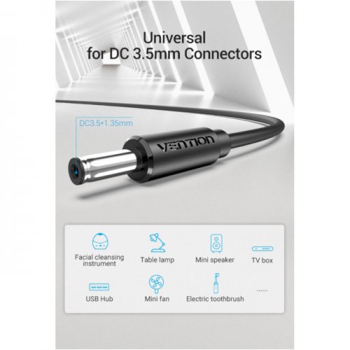Купить Кабель питания Vention USB to DC 3.5*1.35mm 1m (CEXBF) Black - цена в Харькове, Киеве, Днепре, Одессе
в интернет-магазине Telemart фото