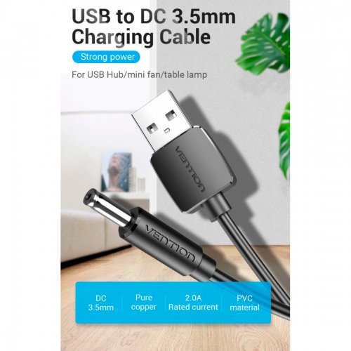 Купить Кабель питания Vention USB to DC 3.5*1.35mm 1m (CEXBF) Black - цена в Харькове, Киеве, Днепре, Одессе
в интернет-магазине Telemart фото