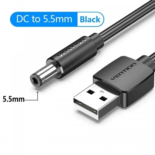 Купить Кабель питания Vention USB to DC 5.5*2.1mm 1m (CEYBF) Black - цена в Харькове, Киеве, Днепре, Одессе
в интернет-магазине Telemart фото