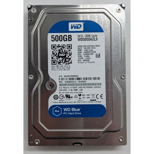 Купить Жесткий диск Western Digital Blue 500GB 32MB 3.5" (WD5000AZLX) (Восстановлено продавцом, 773611) с проверкой совместимости: обзор, характеристики, цена в Киеве, Днепре, Одессе, Харькове, Украине | интернет-магазин TELEMART.UA фото