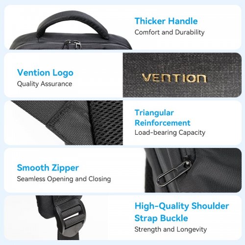 Купити Рюкзак Vention 15.6" Water-Repellent Laptop Backpack (KRPB0) Black - ціна в Києві, Львові, Вінниці, Хмельницькому, Франківську, Україні | інтернет-магазин TELEMART.UA фото