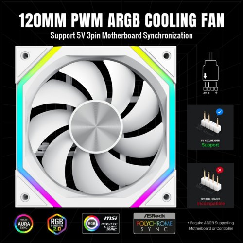 Кулер для корпуса GAMEMAX FN12A N2 (FN12A-N2-W) White купити з перевіркою сумісності: огляд, характеристики, ціна у Києві, Львові, Вінниці, Хмельницькому, Івано-Франківську, Україні | інтернет-магазин TELEMART.UA фото