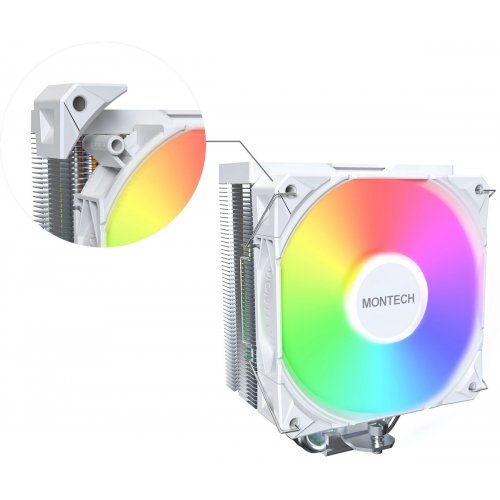 Кулер Montech NX400 ARGB White купити з перевіркою сумісності: огляд, характеристики, ціна у Києві, Львові, Вінниці, Хмельницькому, Івано-Франківську, Україні | інтернет-магазин TELEMART.UA фото