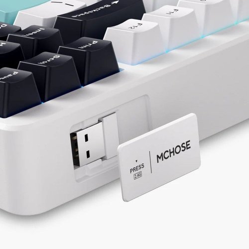 Клавиатура MCHOSE G87 RGB Mechanical Matcha Latte Switch V2 Wireless (MC-G87-18) White Topographic купить в Украине: Киев, Днепр, Харьков, Одесса  | Низкая цена, отзывы, характеристики от TELEMART фото