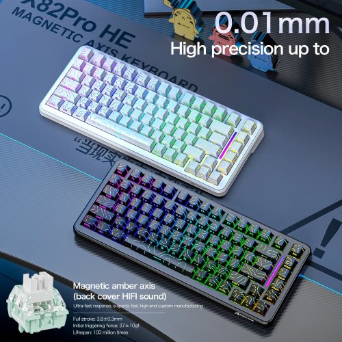 Купити Клавіатура Attack Shark X82 Pro RGB HE Magnetic Switch Wireless (AS-6972792470719-C-UA) Comic - ціна в Києві, Львові, Вінниці, Хмельницькому, Франківську, Україні | інтернет-магазин TELEMART.UA фото