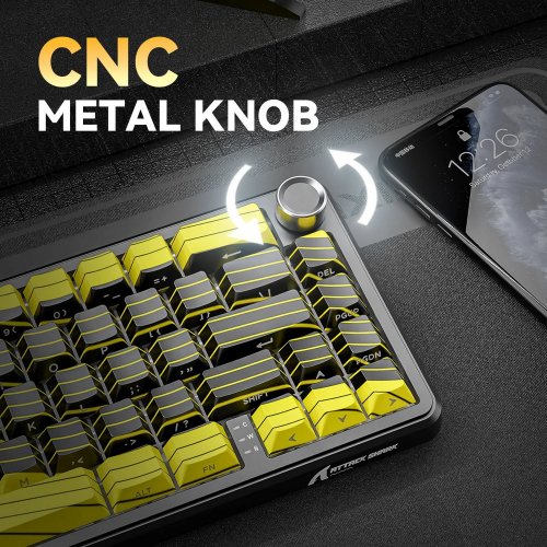 Купить Клавиатура Attack Shark X65 Pro RGB HE Magnetic Switch Wireless (AS-6972792470542-BNY) Black/Yellow - цена в Харькове, Киеве, Днепре, Одессе
в интернет-магазине Telemart фото