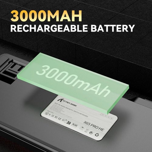 Купить Клавиатура Attack Shark X65 Pro RGB HE Magnetic Switch Wireless (AS-6972792470542-BNY) Black/Yellow - цена в Харькове, Киеве, Днепре, Одессе
в интернет-магазине Telemart фото