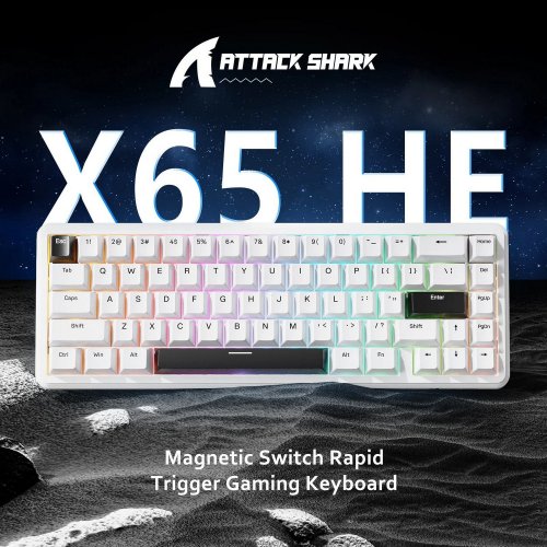 Купити Клавіатура Attack Shark X65 RGB HE Magnetic Switch (AS-6972792470535-W-UA) White - ціна в Києві, Львові, Вінниці, Хмельницькому, Франківську, Україні | інтернет-магазин TELEMART.UA фото